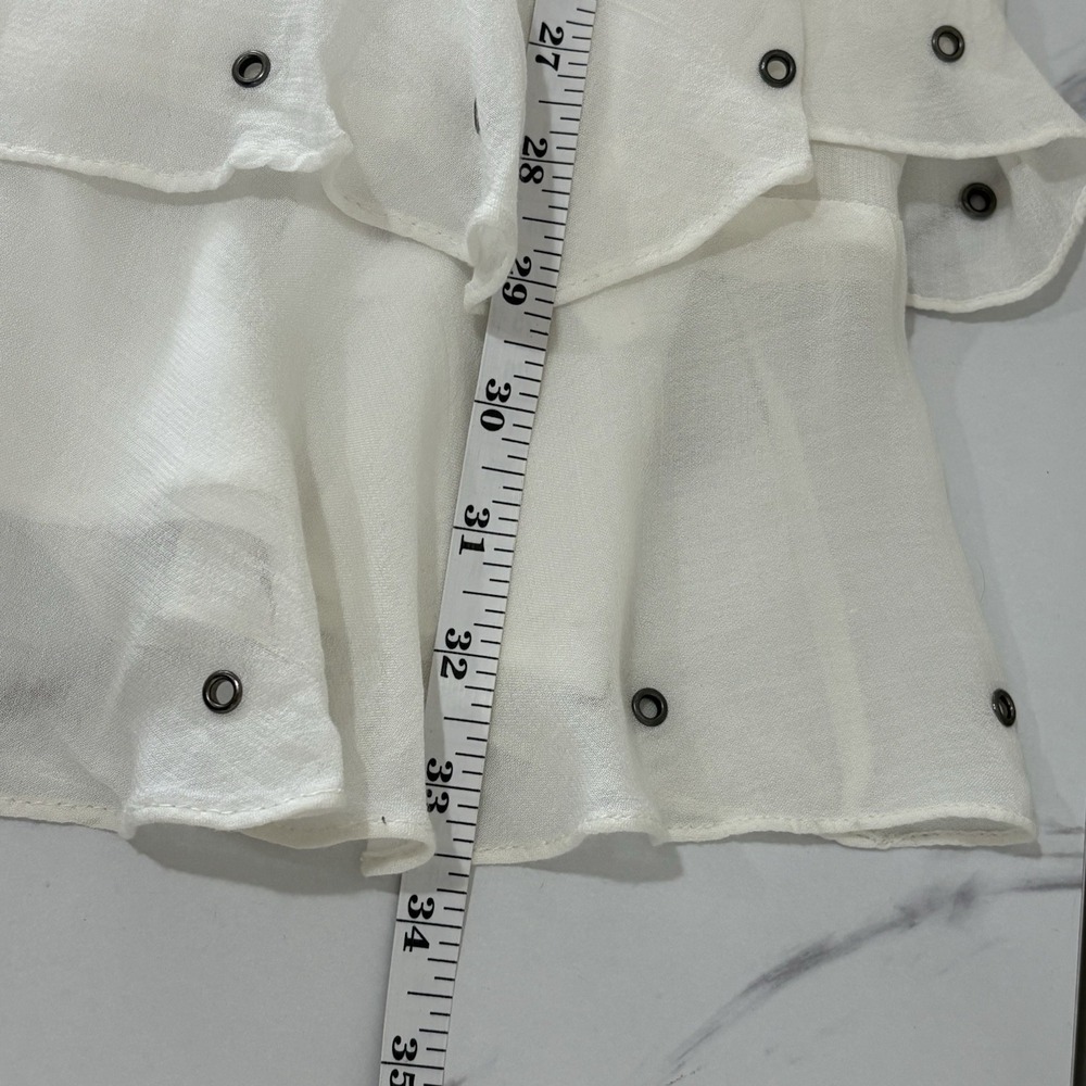 Zara Trafaluc Ivory One Shoulder Tiered Asymmetrical Metal Embellishment Dress S - Picture 11 of 12